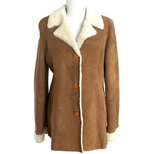 Vintage Aston Genuine Shearling Penny Lane Coat Size 8 Suede Leather Fur